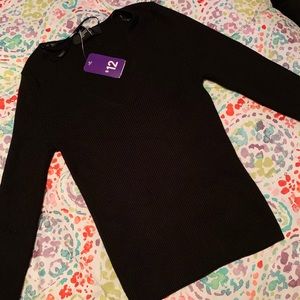 Black v-neck sweater.